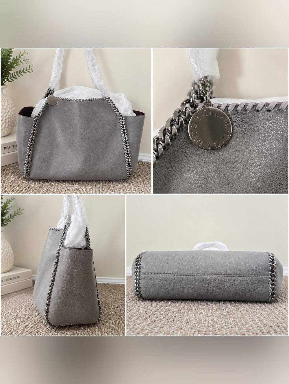 Stella McCartney Light Gray Falabella Chain Tote